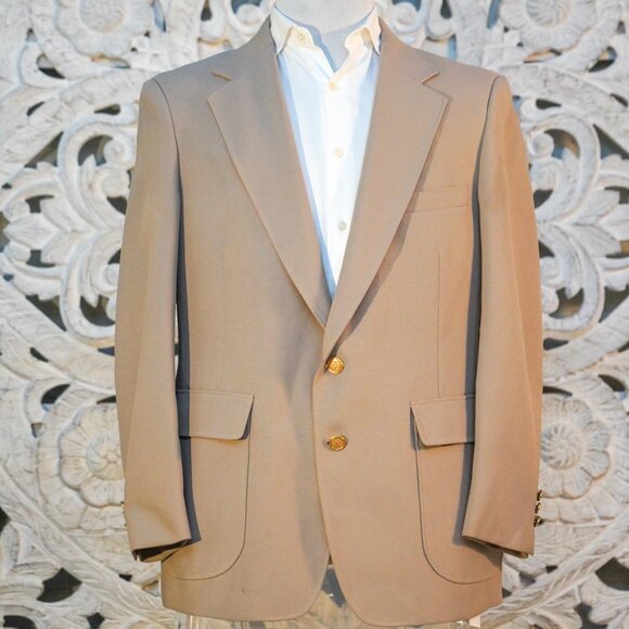 Towncraft 42S Men’s Blazer Beige Gold Buttons USA Made Classic Fit Vintage - Picture 1 of 15